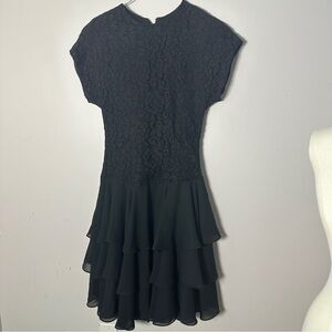 Vintage Late Edition Ltd Black Lace Dress 8 Polyester Knee Length